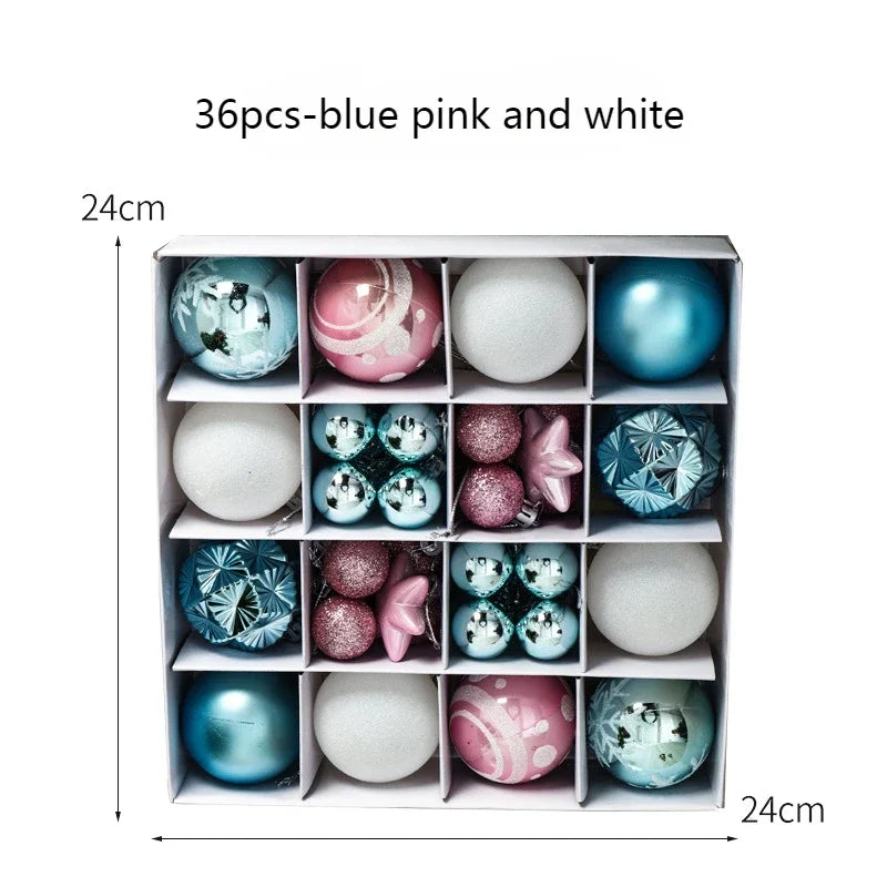 Conjunto de 36 bolas de decoração de Natal (12 bolas douradas) para árvore de Natal. Enfeite para pendurar na árvore, com tema natalino.