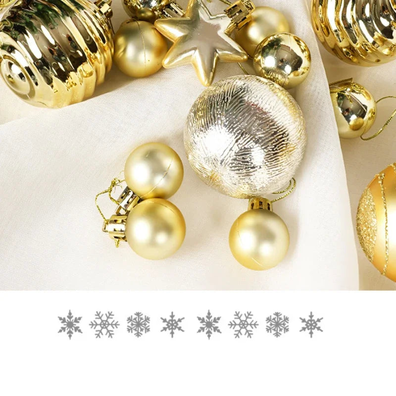Conjunto de 36 bolas de decoração de Natal (12 bolas douradas) para árvore de Natal. Enfeite para pendurar na árvore, com tema natalino.