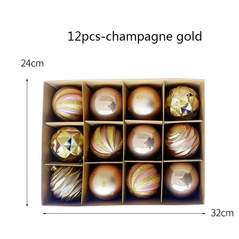 Conjunto de 36 bolas de decoração de Natal (12 bolas douradas) para árvore de Natal. Enfeite para pendurar na árvore, com tema natalino.