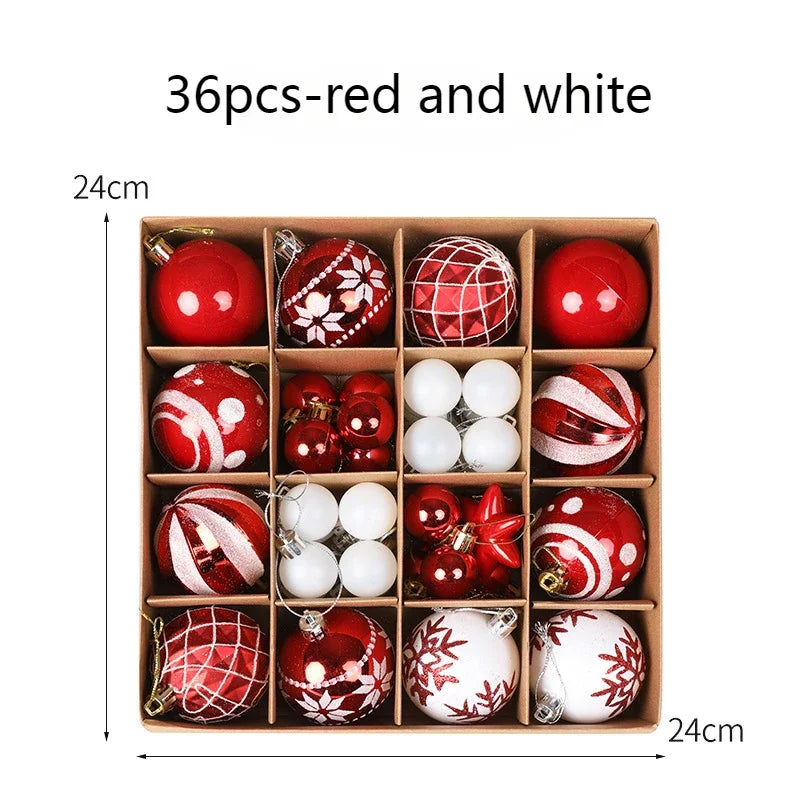 Conjunto de 36 bolas de decoração de Natal (12 bolas douradas) para árvore de Natal. Enfeite para pendurar na árvore, com tema natalino.