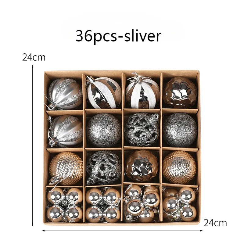 Conjunto de 36 bolas de decoração de Natal (12 bolas douradas) para árvore de Natal. Enfeite para pendurar na árvore, com tema natalino.