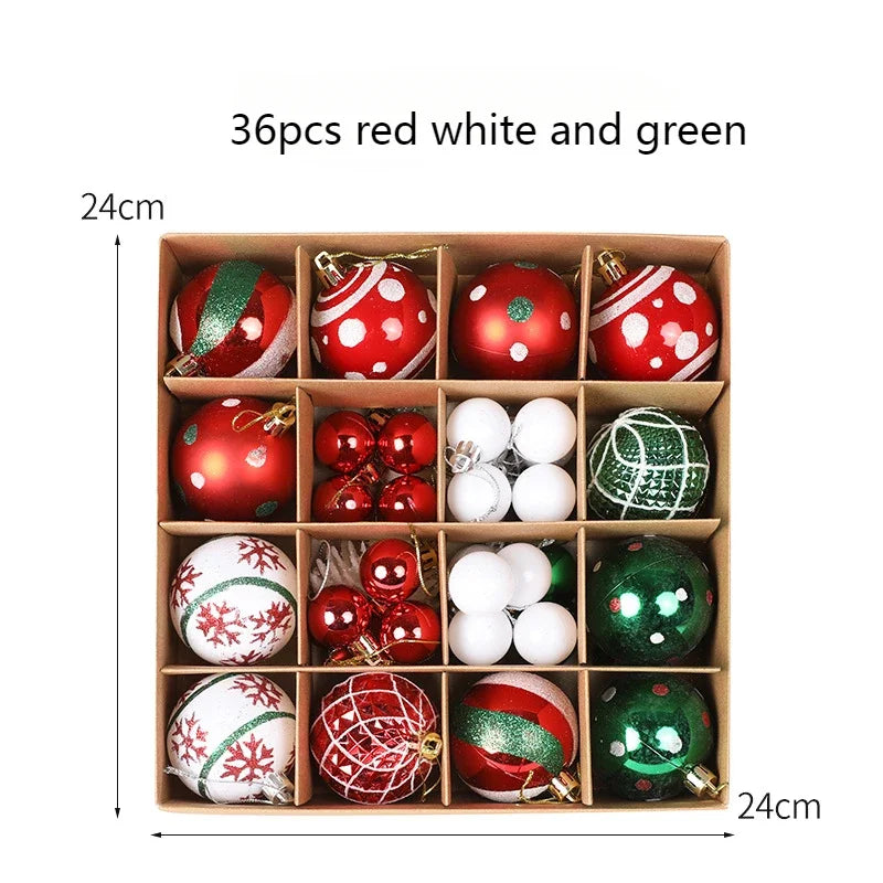 Conjunto de 36 bolas de decoração de Natal (12 bolas douradas) para árvore de Natal. Enfeite para pendurar na árvore, com tema natalino.