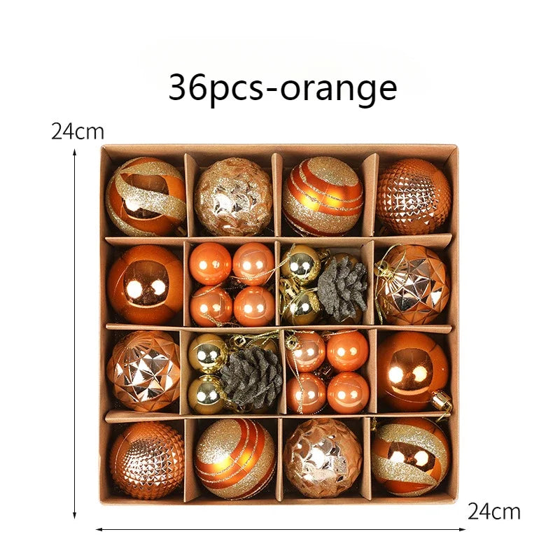 Conjunto de 36 bolas de decoração de Natal (12 bolas douradas) para árvore de Natal. Enfeite para pendurar na árvore, com tema natalino.