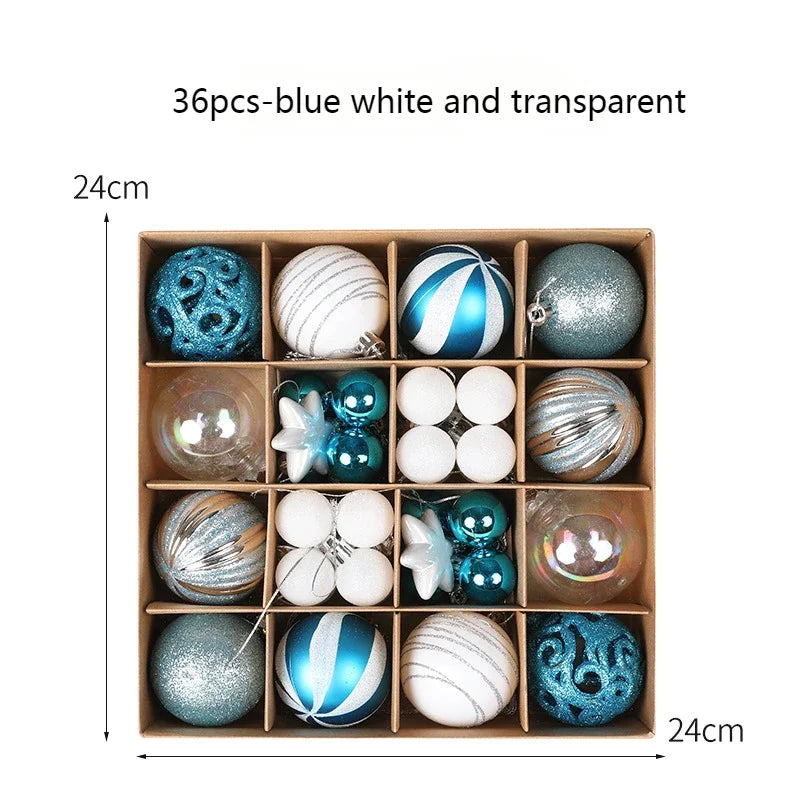 Conjunto de 36 bolas de decoração de Natal (12 bolas douradas) para árvore de Natal. Enfeite para pendurar na árvore, com tema natalino.