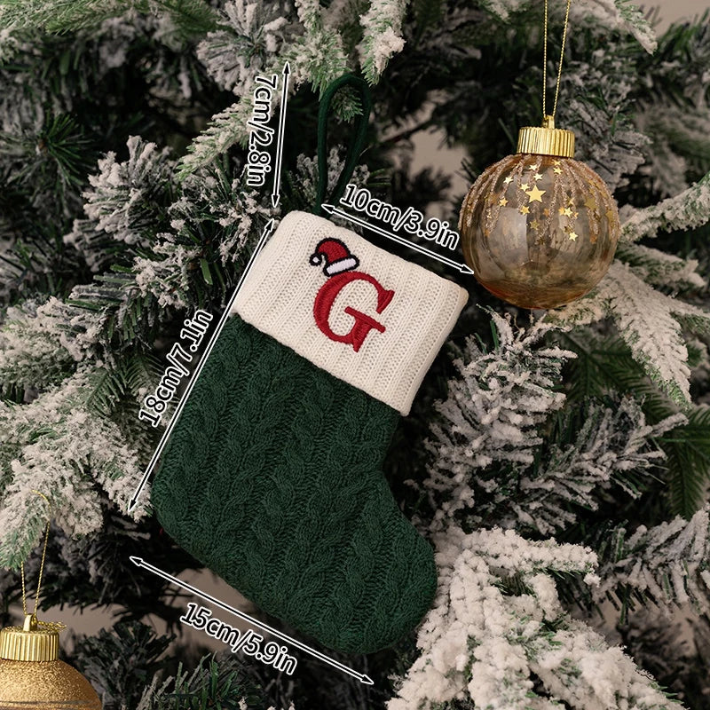 Meias de Natal, Decoração de Natal, Letras de Tricô, Floco de Neve, Enfeites para Árvore de Natal, Presente de Natal