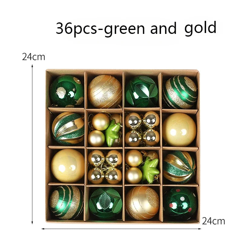 Conjunto de 36 bolas de decoração de Natal (12 bolas douradas) para árvore de Natal. Enfeite para pendurar na árvore, com tema natalino.
